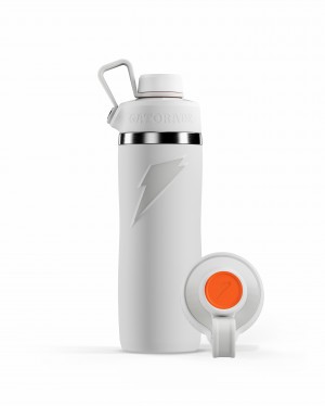 White Gatorade Overtime Stainless Steel Water Bottle (Straw Cap) Bundle 22oz UK | AEXDSQ869